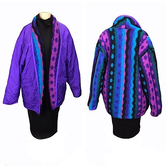 Vintage Jackets & Blazers - 1980’s Vintage colorful Purple Jennifer Chase Reversible Jacket